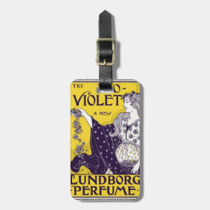Classic Art Nouveau Woman Purple Flowers Artwork Luggage Tag