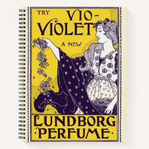 Classic Art Nouveau Woman Purple Flowers Artwork Notebook