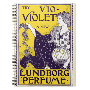 Classic Art Nouveau Woman Purple Flowers Artwork Notebook