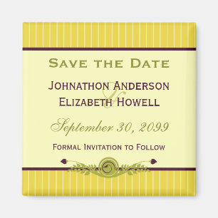 Classic Art Nouveau Yellow Wedding Save The Date Magnet
