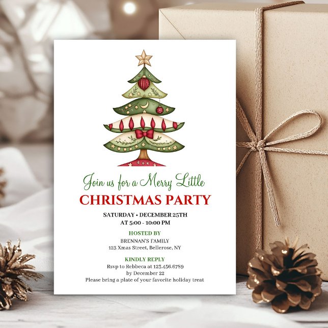 Classic artistic Christmas tree Christmas party Invitation (Classic artistic Christmas tree Christmas party)
