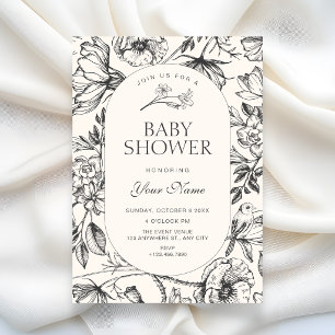 Classic artistic floral baby shower invitation