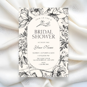 Classic artistic floral bridal shower invitation