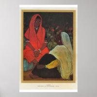 Classic Asian Art Pakistan, girl with servant