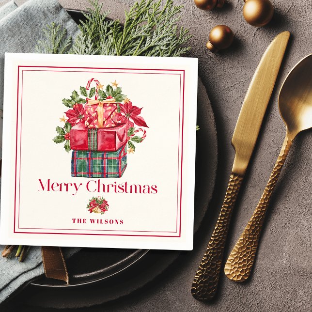 Classic Assorted Presents Christmas Holiday Napkin (Creator Uploaded)