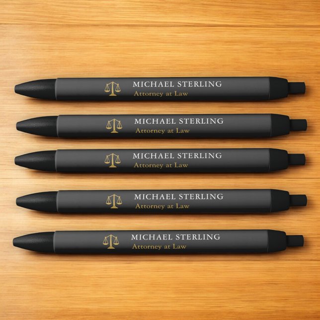 Classic Attorney Scales of Justice Black Gold Black Ink Pen (Creator Uploaded)