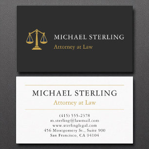 Classic Attorney Scales of Justice Black Gold Business Card