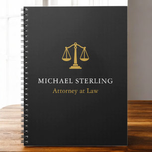 Classic Attorney Scales of Justice Black Gold Notebook