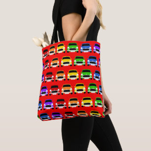 Classic Austin Mini Car red Rainbow Tote Bag