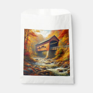 classic, autumn covered bridge favour bag
