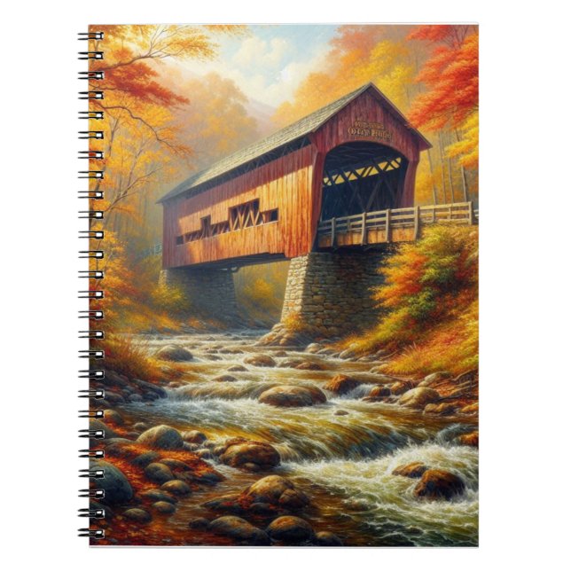 classic, autumn covered bridge notebook (Front)