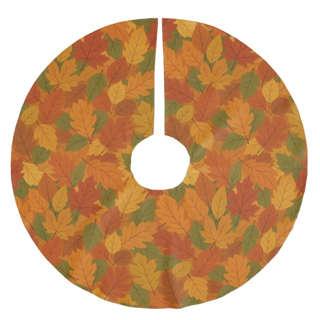 Classic Autumn/fall leaves patterned  Brushed Polyester Tree Skirt (Front)