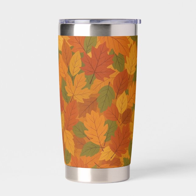 Classic Autumn/fall leaves patterned  Insulated Tumbler (Left)