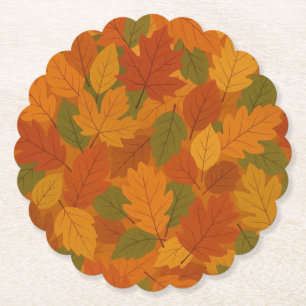 Classic Autumn/fall leaves patterned Paper Coaster