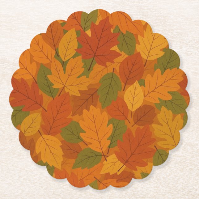 Classic Autumn/fall leaves patterned  Paper Coaster (Front)