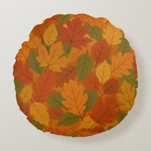 Classic Autumn/fall leaves patterned Round Cushion