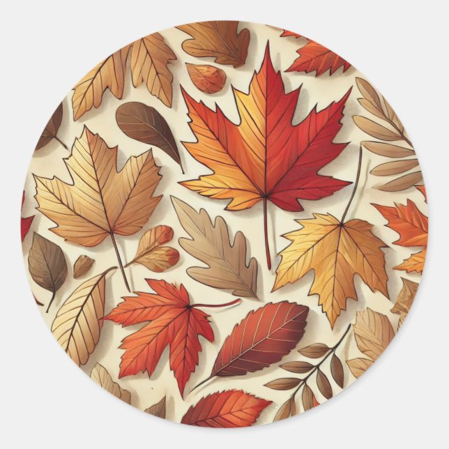 classic Autumn leaves Round Sticker (Front)