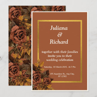 Classic Autumn Rose Wedding Invitation