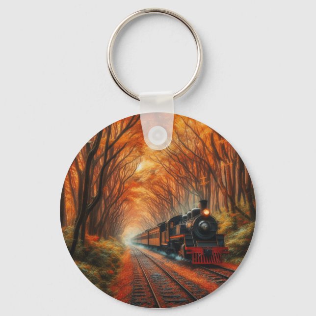 classic Autumn train Key Ring (Front)