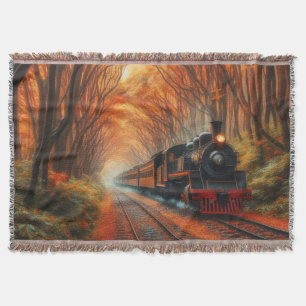 classic Autumn train Throw Blanket