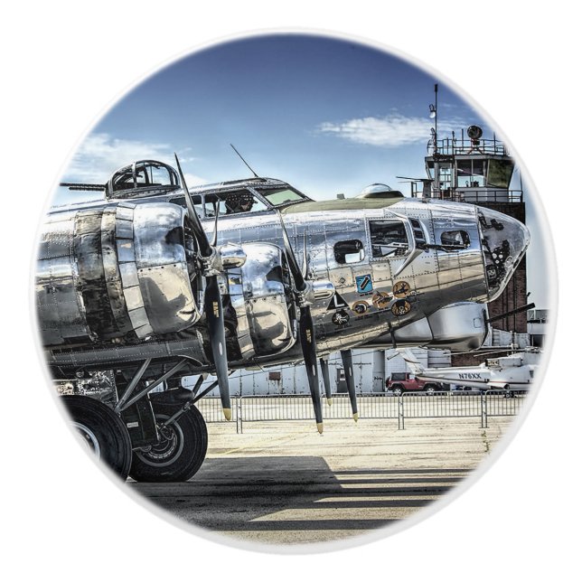 Classic b-17 wwii bomber ceramic knob (Front)