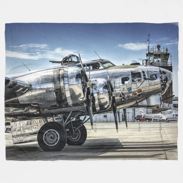 Classic b-17 wwii bomber fleece blanket (Front (Horizontal))
