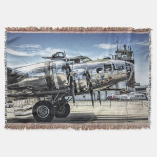 Classic b-17 wwii bomber throw blanket