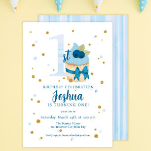 Classic Baby Boy 1st Birthday Party Invitation