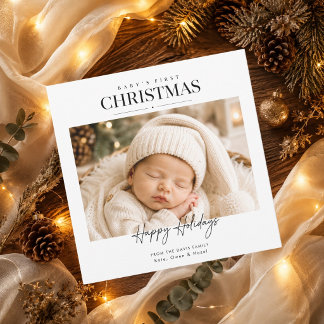 Classic Baby First Christmas Full Photo Holiday Card
