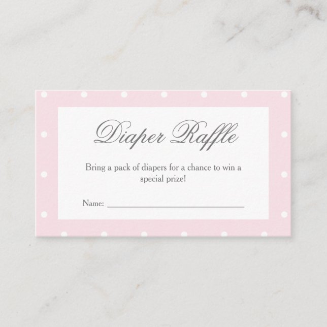Classic Baby Pink Bow Baby Shower Diaper Raffle Enclosure Card (Front)