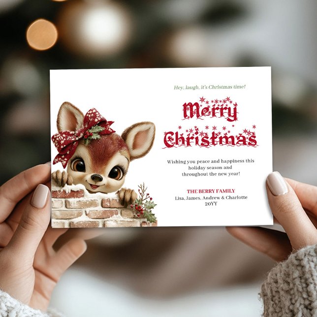 Classic Baby Reindeer Kids Watercolor Holiday Card (Classic Baby Reindeer Kids Watercolor Holiday Greeting Card

)