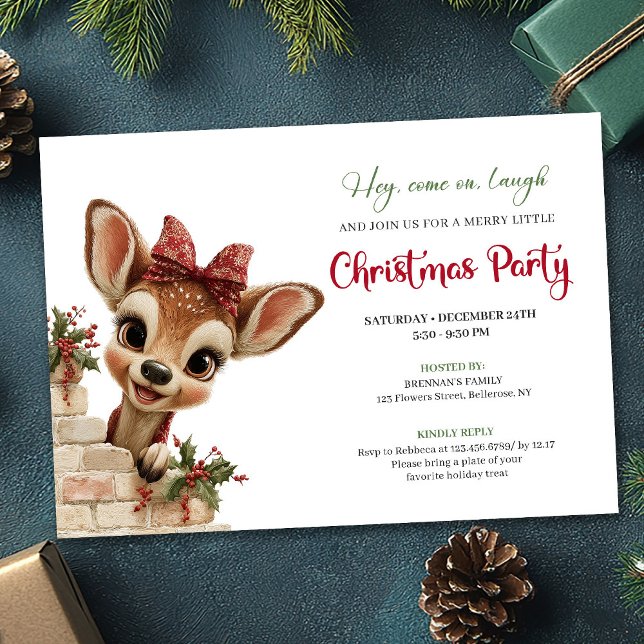 Classic Baby Reindeer Watercolor Cute Party Invite (Classic Baby Reindeer Watercolor Cute Party Invitation

)