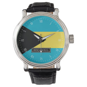 Classic Bahamian Flag Custom Name Watch