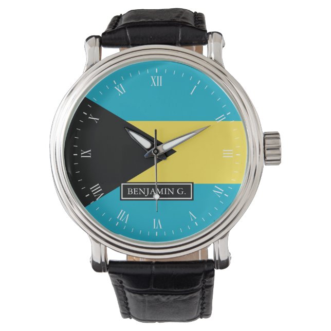 Classic Bahamian Flag Custom Name Watch (Front)