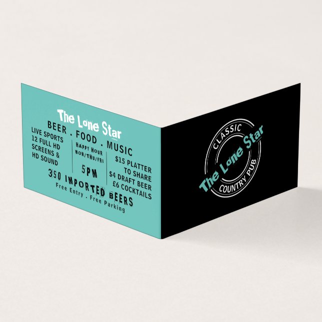 Classic Bar & Grill Logo, Pub/Brewery, Detailed Business Card (Outside)