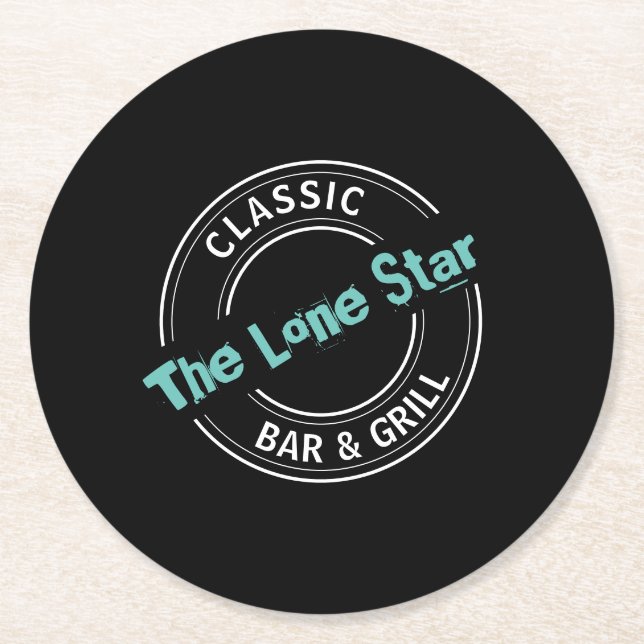 Classic Bar & Grill Logo, Pub/Brewery Round Paper Coaster (Front)