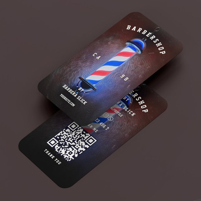 Classic Barber Pole Barbershop Red White Blue Business Card (Classic Barber Pole Barbershop Red White Blue)