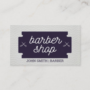 Classic Barber Shop Leather Trim Barber Business Card