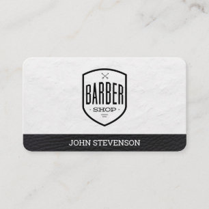 Classic Barber Shop Leather Trim Business Card