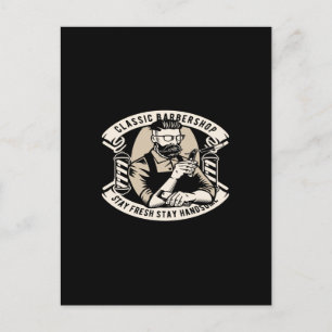 classic barbershop stay fresh stay handsome postcard