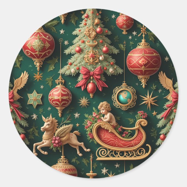 Classic Baroque Christmas Sticker (Front)