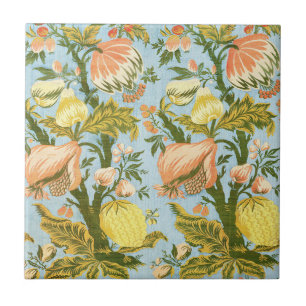 Classic Baroque Floral Fruit Damask Textile Ceramic Tile