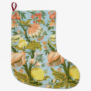 Classic Baroque Floral Fruit Damask Textile Large Christmas Stocking