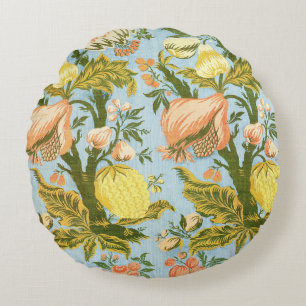 Classic Baroque Floral Fruit Damask Textile Round Cushion