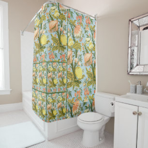 Classic Baroque Floral Fruit Damask Textile Shower Curtain