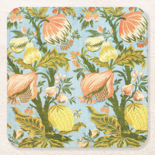 Classic Baroque Floral Fruit Damask Textile Square Paper Coaster