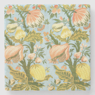 Classic Baroque Floral Fruit Damask Textile Stone Coaster