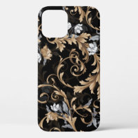 Classic baroque flowers: black background.