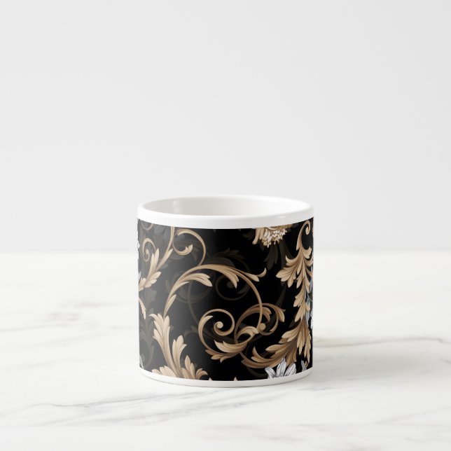 Classic baroque flowers: black background. espresso cup (Front)