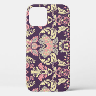 Classic baroque, vintage floral wallpaper. iPhone 12 case